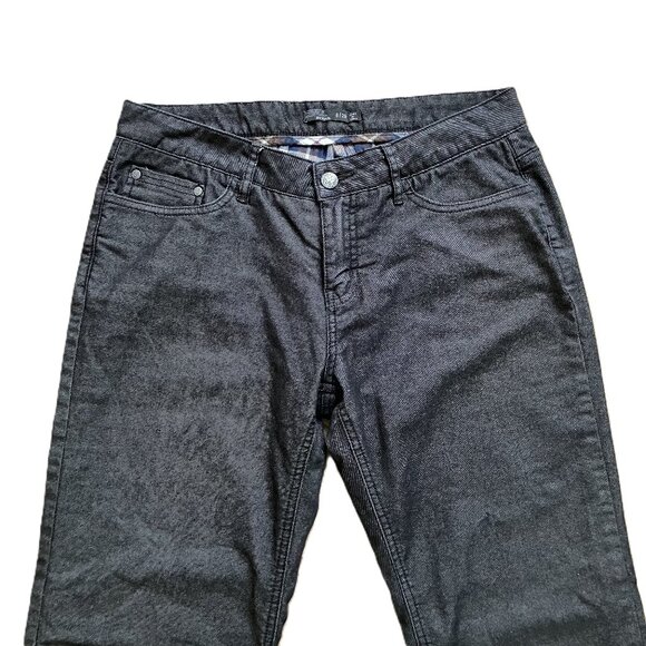 Prana Boyfriend Fit Jeans Mid-Rise Straight Flannel Lined Charcoal Black Denim - Picture 2 of 10